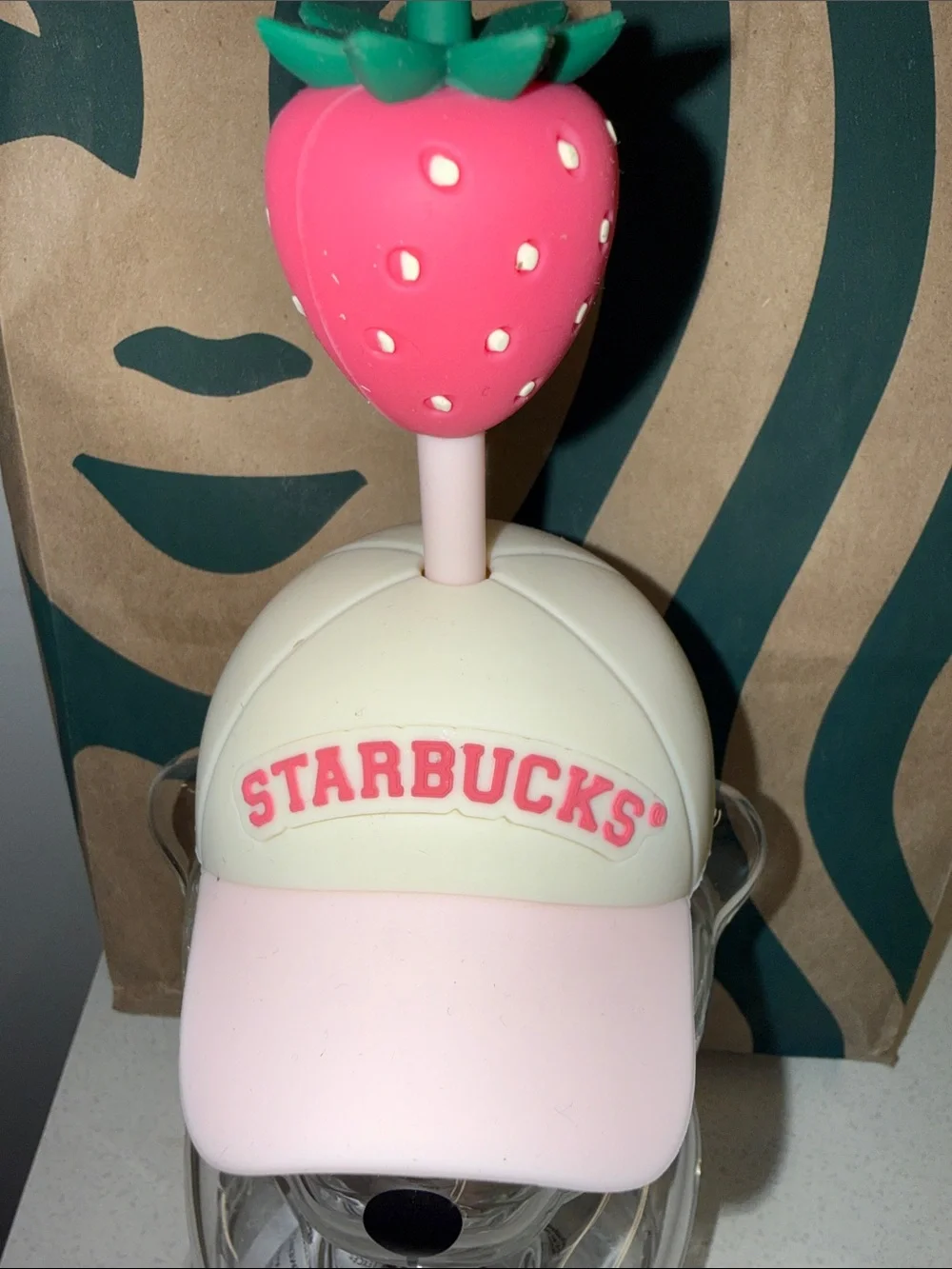 AUTHENTIC 2026 Starbucks Bearista Bear Cup Strawberry Pink Baseball Hat NEW